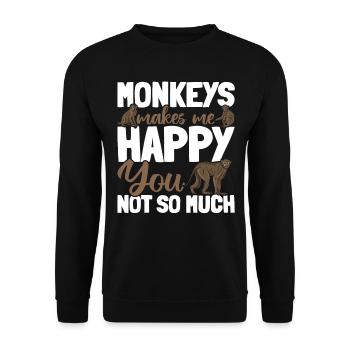 Les singes me rendent moins heureux - Monkey Lo - Sweat-shirt Unisexe - noir - Devant - Alina (178cm) & Michal (187cm)