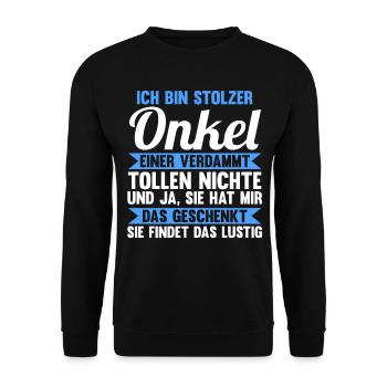 Patenonkel Pate Onkel - Unisex Pullover - Schwarz - Vorne - Alina (178cm) & Michal (187cm)