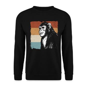Monkey Chimpanzee Orange Monkey - Retro Monkey - Unisex Sweatshirt - black - Front - Alina (178cm) & Michal (187cm)