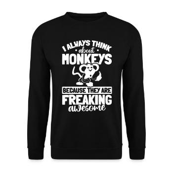 Chimpanzee Orangutan Monkey - I always think about - Unisex Sweatshirt - black - Front - Alina (178cm) & Michal (187cm)