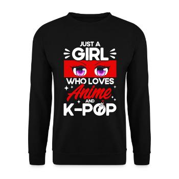 Just A Girl Who Loves Anime and K-Pop - Unisex Sweatshirt - black - Front - Alina (178cm) & Michal (187cm)