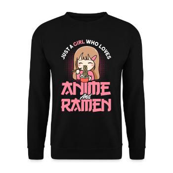 Just A Girl Who Loves Anime And Ramen - Unisex Sweatshirt - black - Front - Alina (178cm) & Michal (187cm)