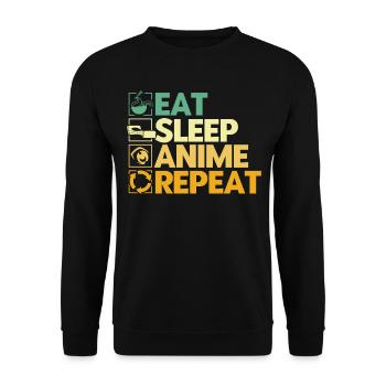 Eat Sleep Anime Repeat - Unisex Sweatshirt - black - Front - Alina (178cm) & Michal (187cm)