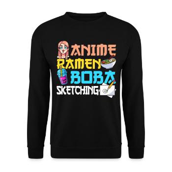 Anime Ramen Boba Sketching - Unisex Sweatshirt - black - Front - Alina (178cm) & Michal (187cm)