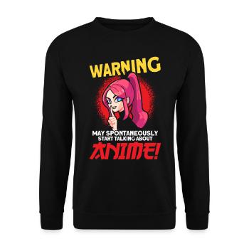 Warning May Spontaneously Start Talking Anime - Unisex Sweatshirt - black - Front - Alina (178cm) & Michal (187cm)