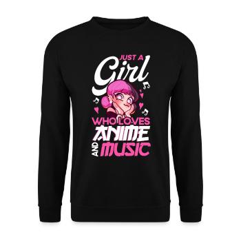 Just A Girl Who Loves Anime And Music - Unisex Sweatshirt - black - Front - Alina (178cm) & Michal (187cm)