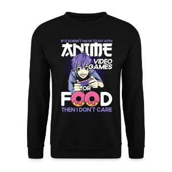Jeux vidéo d’anime ou nourriture - Sweat-shirt Unisexe - noir - Devant - Alina (178cm) & Michal (187cm)