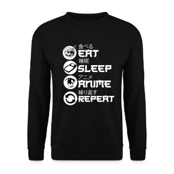 Eat Sleep Anime Repeat - Unisex Sweatshirt - black - Front - Alina (178cm) & Michal (187cm)
