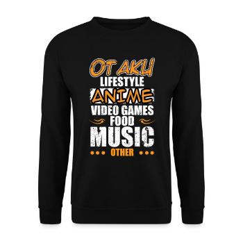 Otaku Lifestyle Anime Video Games Food Music - Unisex Sweatshirt - black - Front - Alina (178cm) & Michal (187cm)