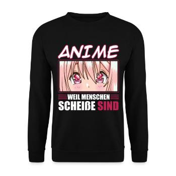 Anime because people suck - Unisex Sweatshirt - black - Front - Alina (178cm) & Michal (187cm)