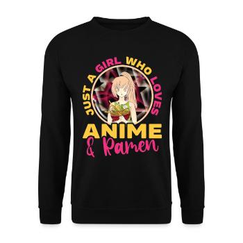 Just A Girl Who Loves Anime and Ramen - Unisex Sweatshirt - black - Front - Alina (178cm) & Michal (187cm)