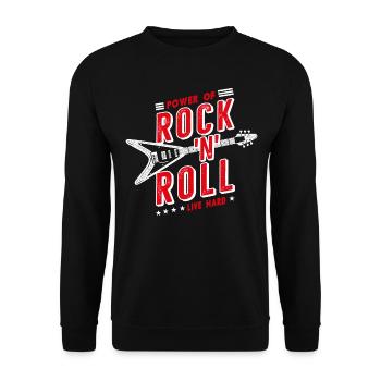 Power of Rock 'N' Roll Live Hard - Unisex Pullover - Schwarz - Vorne - Alina (178cm) & Michal (187cm)