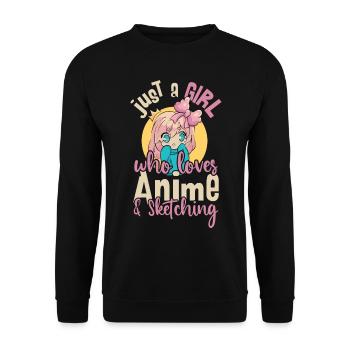 Just A Girl Who Loves Anime and Sketching - Unisex Sweatshirt - black - Front - Alina (178cm) & Michal (187cm)