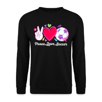 Peace Love Soccer - Unisex Pullover - Schwarz - Vorne - Alina (178cm) & Michal (187cm)