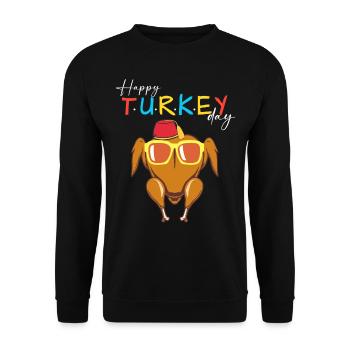Thanksgiving For Friends Happy Turkey Day - Unisex Pullover - Schwarz - Vorne - Alina (178cm) & Michal (187cm)