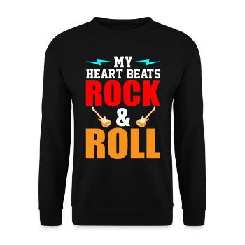 My Heart beats Rock &Roll - Unisex Pullover - Schwarz - Vorne - Alina (178cm) & Michal (187cm)