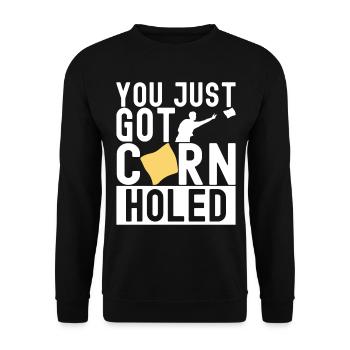 Cornhole Player Cornhole Board - Unisex Sweatshirt - black - Front - Alina (178cm) & Michal (187cm)