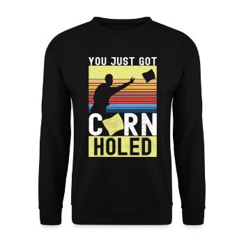 Cornhole Spieler Cornhole Board - Unisex Pullover - Schwarz - Vorne - Alina (178cm) & Michal (187cm)