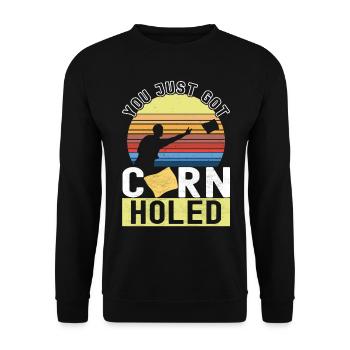 Cornhole Player Cornhole Board - Unisex Sweatshirt - black - Front - Alina (178cm) & Michal (187cm)