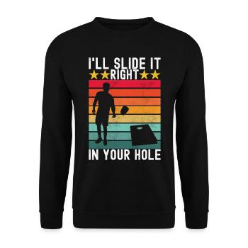 Cornhole Player Cornhole Board - Unisex Sweatshirt - black - Front - Alina (178cm) & Michal (187cm)