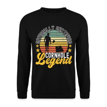 Cornhole Spieler Cornhole Board - Unisex Pullover - Schwarz - Vorne - Alina (178cm) & Michal (187cm)
