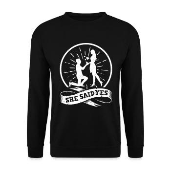 Proposition de fiançailles de couple de la Saint-Valentin Journée du cœur - Sweat-shirt Unisexe - noir - Devant - Alina (178cm) & Michal (187cm)