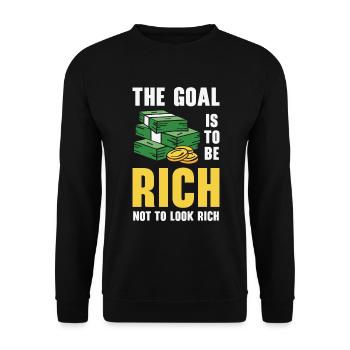 Objectifs d’argent Citations de vie Message positif - Sweat-shirt Unisexe - noir - Devant - Alina (178cm) & Michal (187cm)