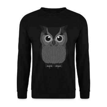 Eule Tierwelt Waldtier wildes Tier Motiv - Unisex Pullover - Schwarz - Vorne - Alina (178cm) & Michal (187cm)