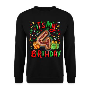 Es Ist Mein 4. Geburtstag Weihnachtsgeschenk 4. - Unisex Pullover - Schwarz - Vorne - Alina (178cm) & Michal (187cm)