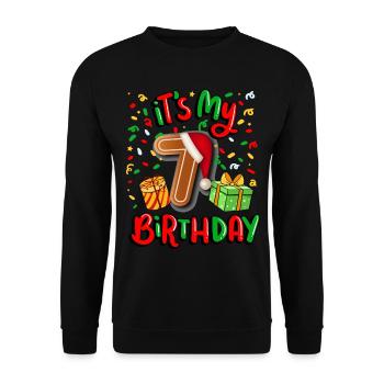 Es Ist Mein 7. Geburtstag Weihnachtsgeschenk 7. - Unisex Pullover - Schwarz - Vorne - Alina (178cm) & Michal (187cm)