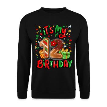 Es Ist Mein 12 Geburtstag Weihnachtsgeschenk 12. - Unisex Pullover - Schwarz - Vorne - Alina (178cm) & Michal (187cm)