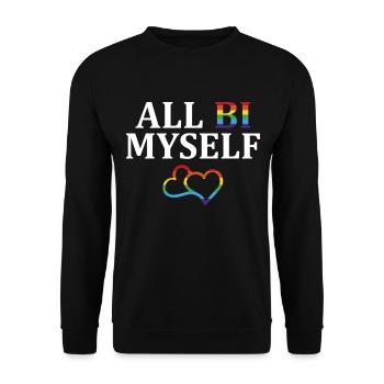 All Bi Myself Lgbt Rainbow Gay Pride Flag - Sweat-shirt Unisexe - noir - Devant - Alina (178cm) & Michal (187cm)