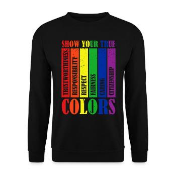 Montrez vos vraies couleurs Lgbt Proud Rainbow - Sweat-shirt Unisexe - noir - Devant - Alina (178cm) & Michal (187cm)