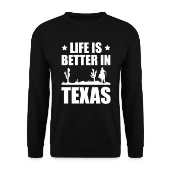 La vie est meilleure au Texas Amérique Texan USA - Sweat-shirt Unisexe - noir - Devant - Alina (178cm) & Michal (187cm)