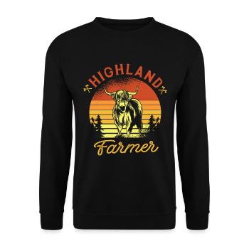 Highland Cow Farmer Graswelpe Kuhflüsterer - Unisex Pullover - Schwarz - Vorne - Alina (178cm) & Michal (187cm)