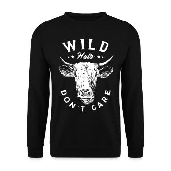 Wild Hair Don’t Care Grass Puppy Highland Cow - Sweat-shirt Unisexe - noir - Devant - Alina (178cm) & Michal (187cm)
