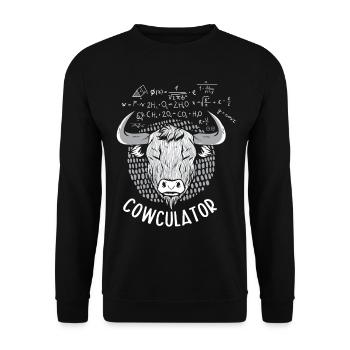 Cowculator Highland Cow Grass Puppy Math Lover - Unisex Sweatshirt - black - Front - Alina (178cm) & Michal (187cm)