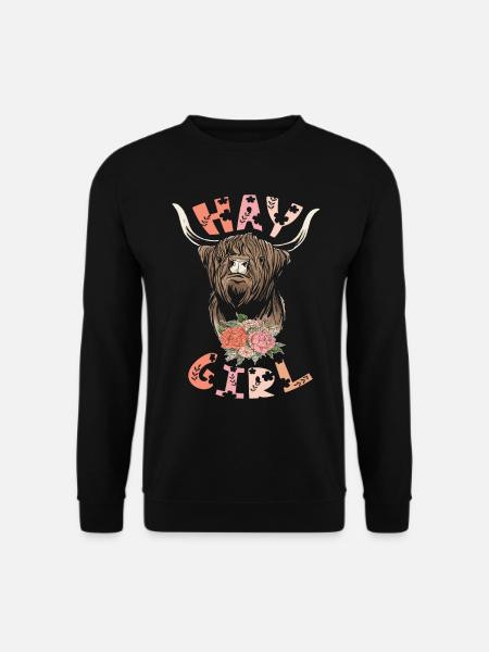 Hay Girl Highland Cow Graswelpe Kuhflüsterer - Unisex Pullover - Schwarz