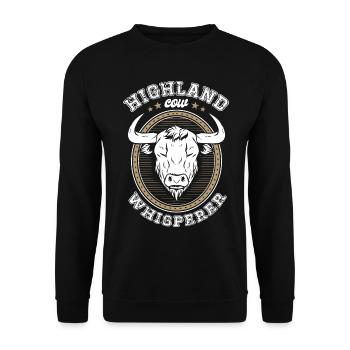 Highland Cow Whisperer Graswelpe Kuhbauer - Unisex Pullover - Schwarz - Vorne - Alina (178cm) & Michal (187cm)