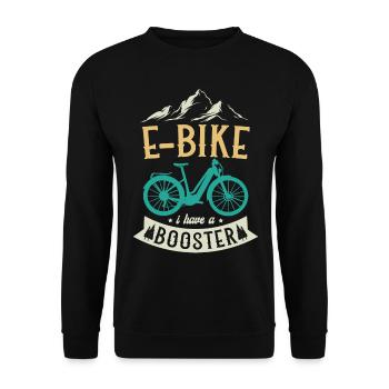 E-bike Ich Habe Ein Elektrisches Booster-fahrrad - Unisex Pullover - Schwarz - Vorne - Alina (178cm) & Michal (187cm)
