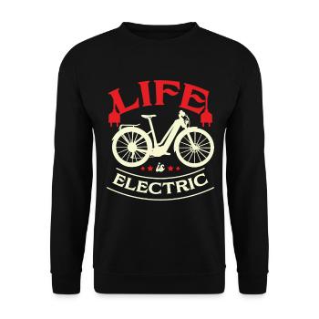 Das Leben Ist Ein Elektrisches Fahrrad E-bike - Unisex Pullover - Schwarz - Vorne - Alina (178cm) & Michal (187cm)