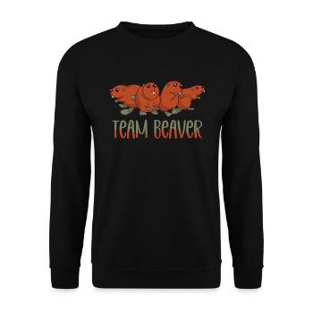 Team Beaver Wildlife Animal Nagetier Damm - Unisex Pullover - Schwarz - Vorne - Alina (178cm) & Michal (187cm)
