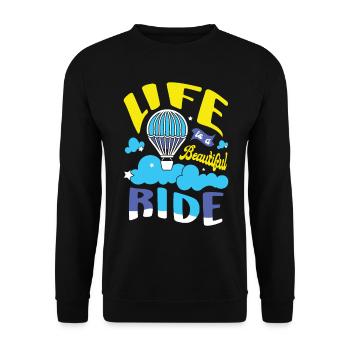 Das Leben Ist Eine Schöne Fahrt Im Heißluftballon - Unisex Pullover - Schwarz - Vorne - Alina (178cm) & Michal (187cm)