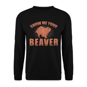 Show me your beaver Wildlife Animal - Unisex Sweatshirt - black - Front - Alina (178cm) & Michal (187cm)