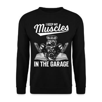 Muscel Car V8 Turbocharger Truck Rennwagen - Unisex Pullover - Schwarz - Vorne - Alina (178cm) & Michal (187cm)