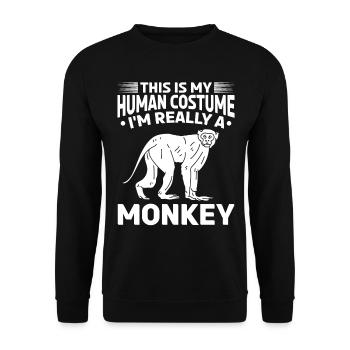 C’est mon costume humain Je suis vraiment un singe - Sweat-shirt Unisexe - noir - Devant - Alina (178cm) & Michal (187cm)