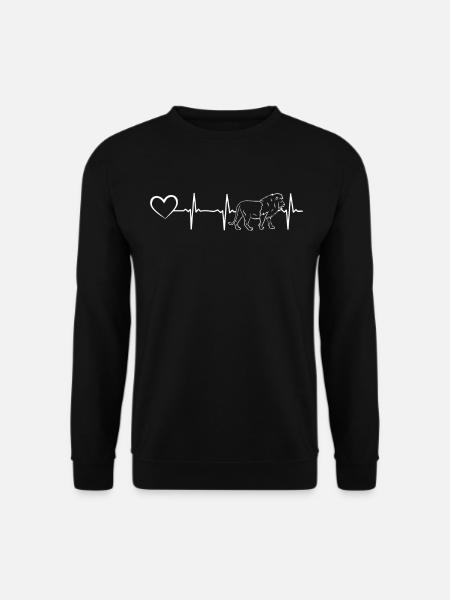 Lion Heartbeat Heart Lion Animal Lion Heartline Li - Unisex Pullover - Schwarz