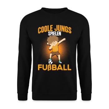Coole Jungs spielen Fußball - Unisex Pullover - Schwarz - Vorne - Alina (178cm) & Michal (187cm)