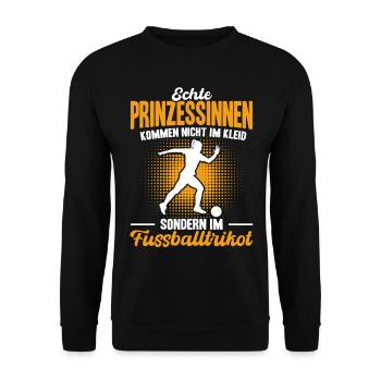 Echte Mädchen Spielen Fußball - Unisex Pullover - Schwarz - Vorne - Alina (178cm) & Michal (187cm)