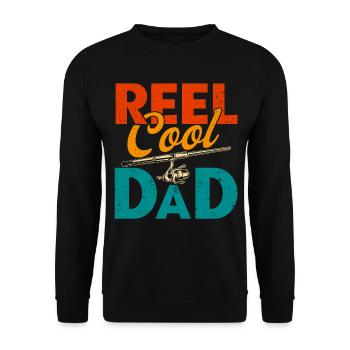 Reel Cool Dad Fishing Father - Unisex Sweatshirt - black - Front - Alina (178cm) & Michal (187cm)
